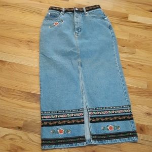 Vintage boho denim skirt